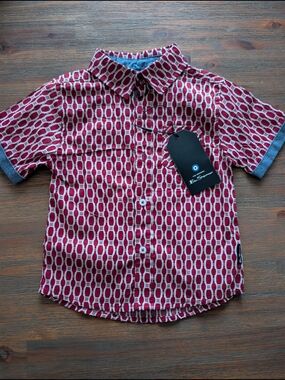 Ben Sherman Red Geo Short Sleeve Button-Down Shirt